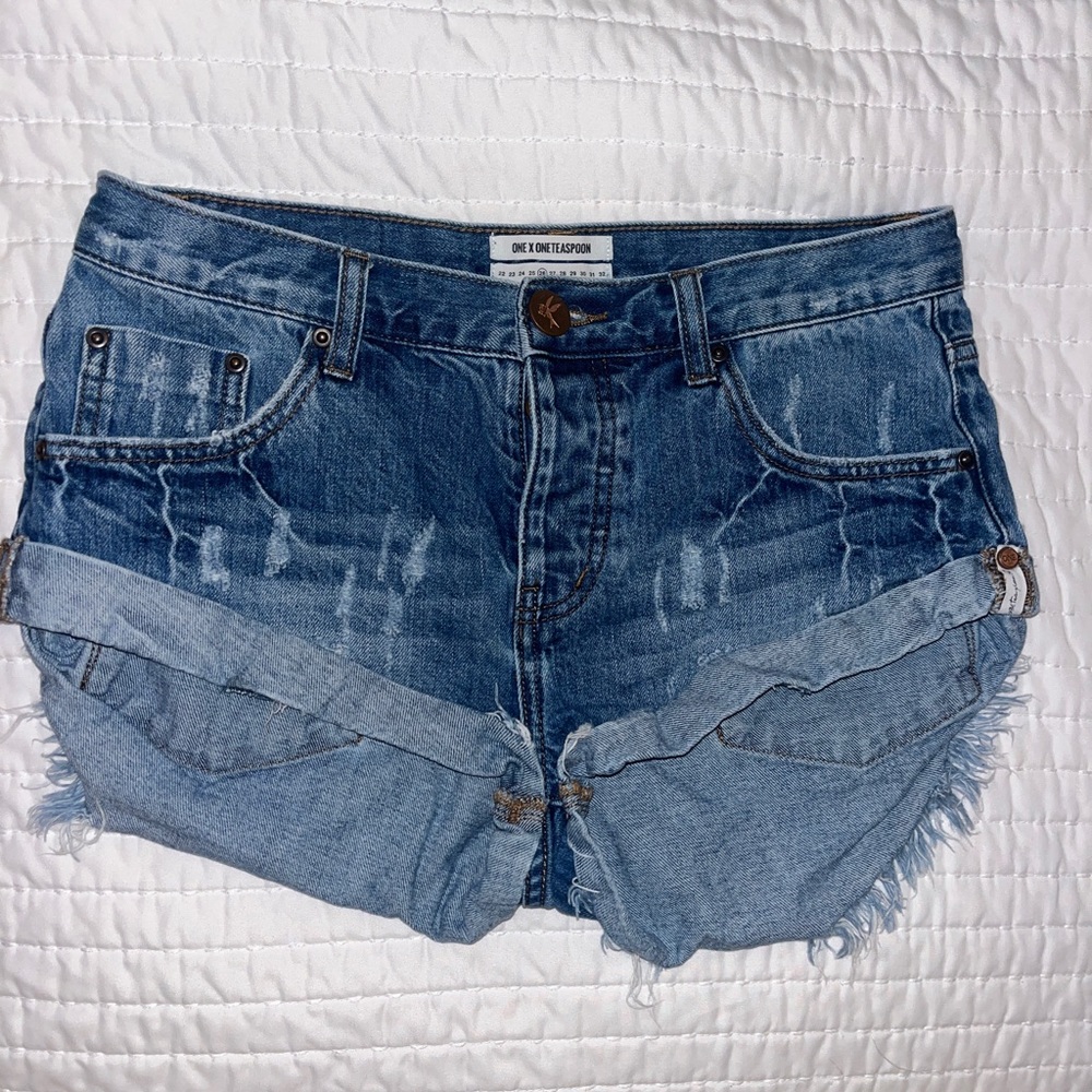 ONE TEASPOON BANDITS SHORTS - dark wash